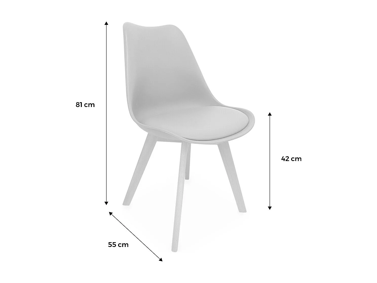Lot de 4 chaises scandinaves. pieds bois de hêtre. chaises 1 place. gris