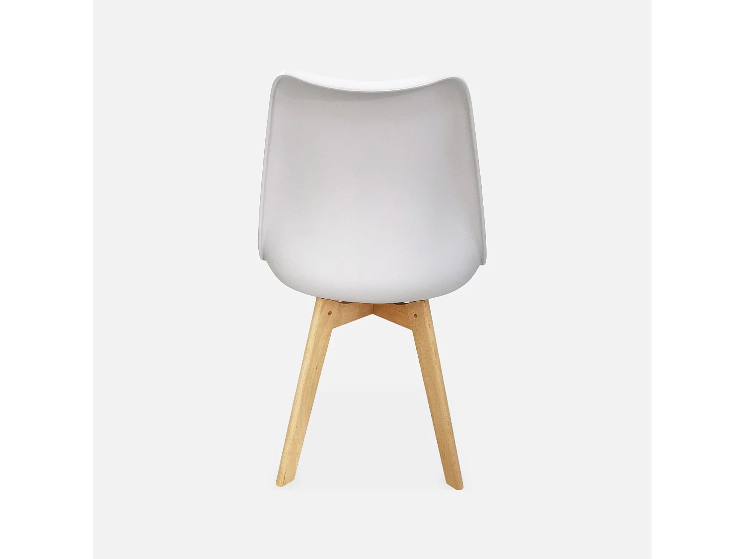 Silla escandinava con patas de madera de haya, set de 4 blanco