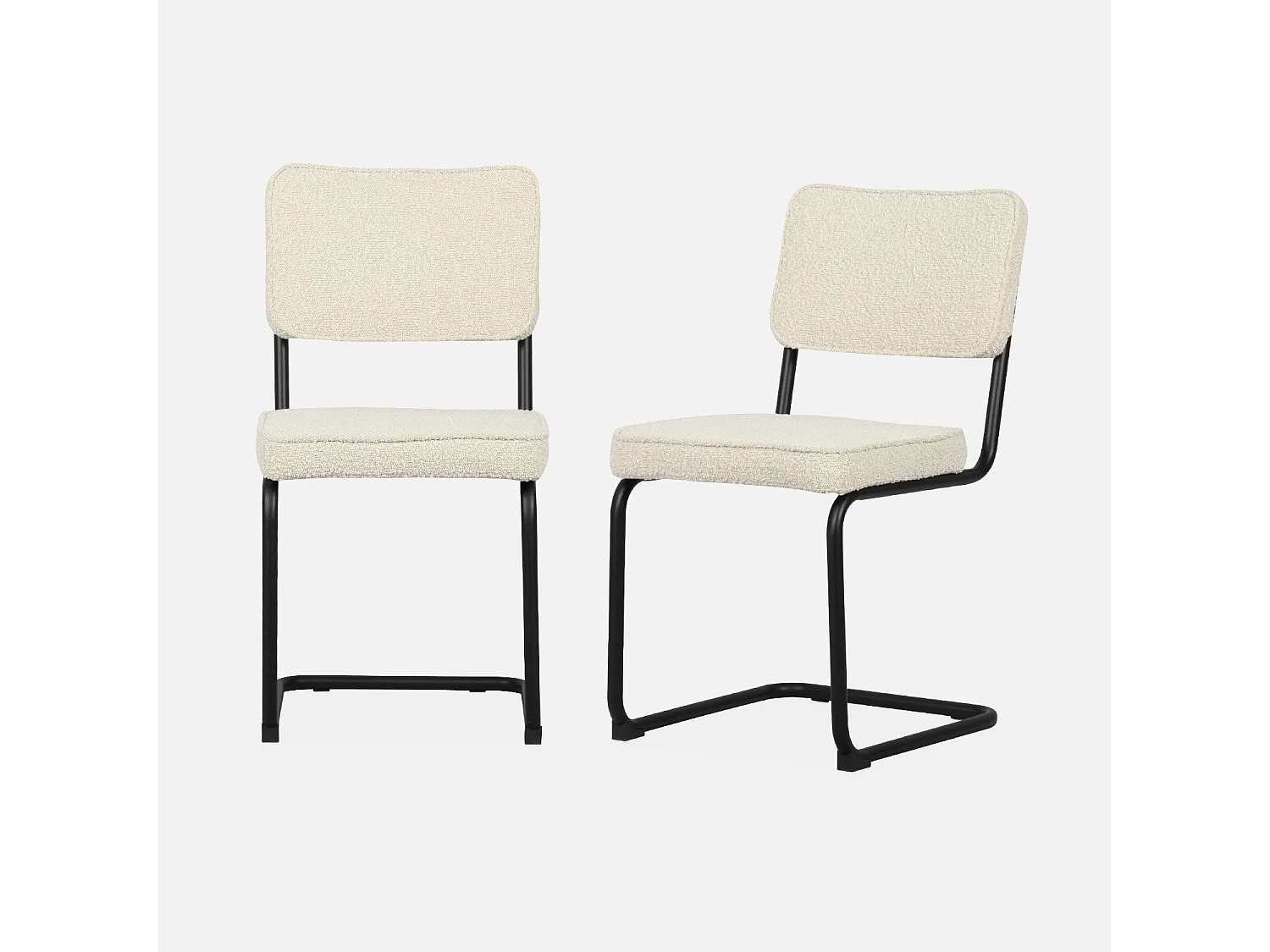 Sillas basculantes de borreguito texturizado, set de 2 blanco roto