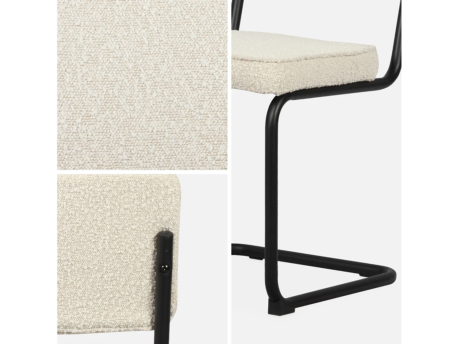Sillas basculantes de borreguito texturizado, set de 2 blanco roto