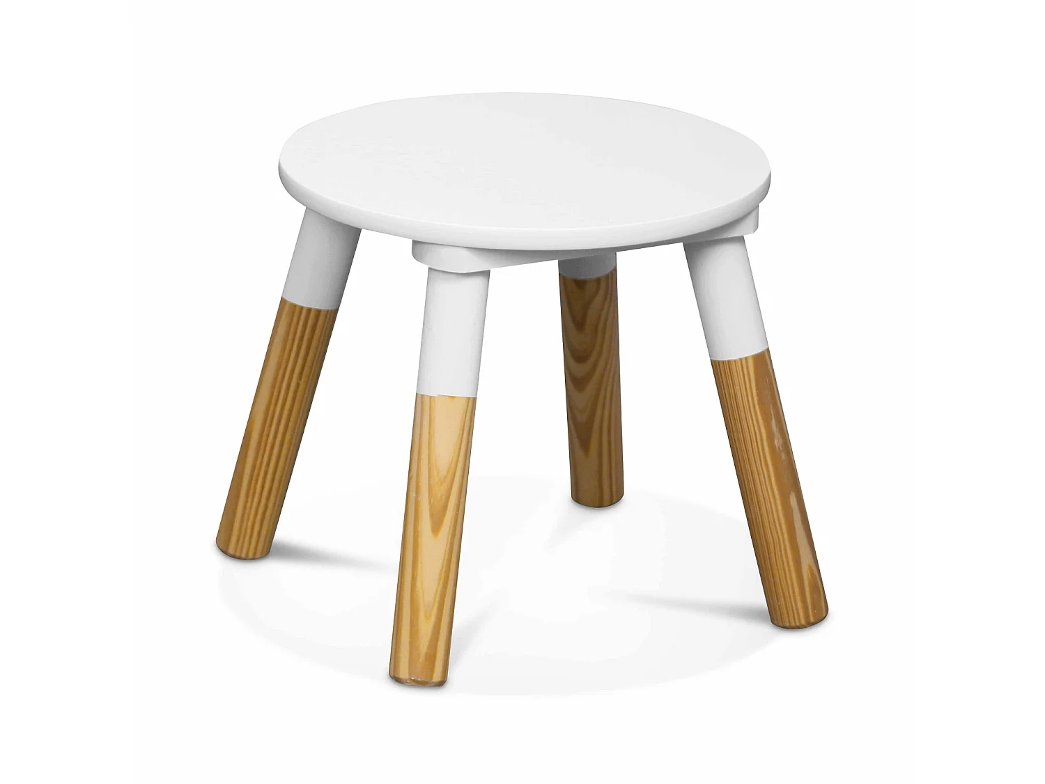 Table ronde pour enfants. deux tabourets TOBIAS - pin et MDF - Ø55 x H43CM