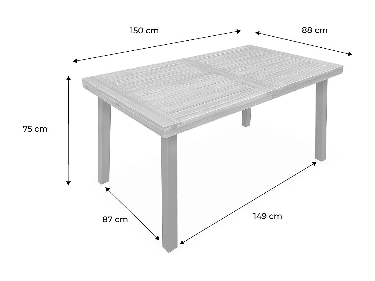 Tavolo da 6 posti in legno e metallo per interni/esterni, legno
