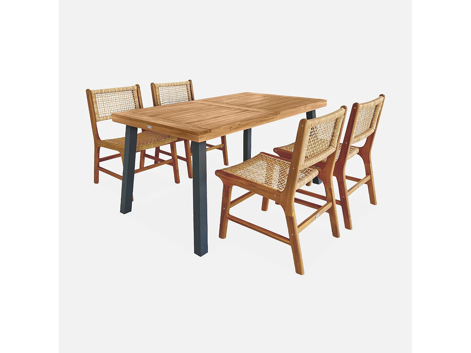 Tavolo da 6 posti in legno e metallo per interni/esterni, legno