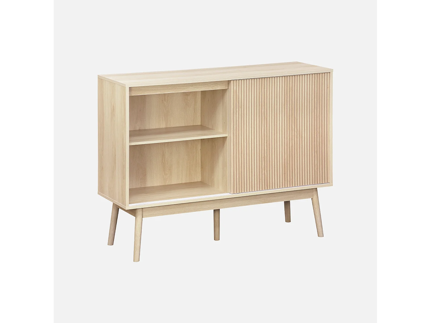 Buffet de rangement décor bois. 2 portes coulissantes. buffet haut. vaisselier. L 115 x l 39.5 x H 90cm - Linear