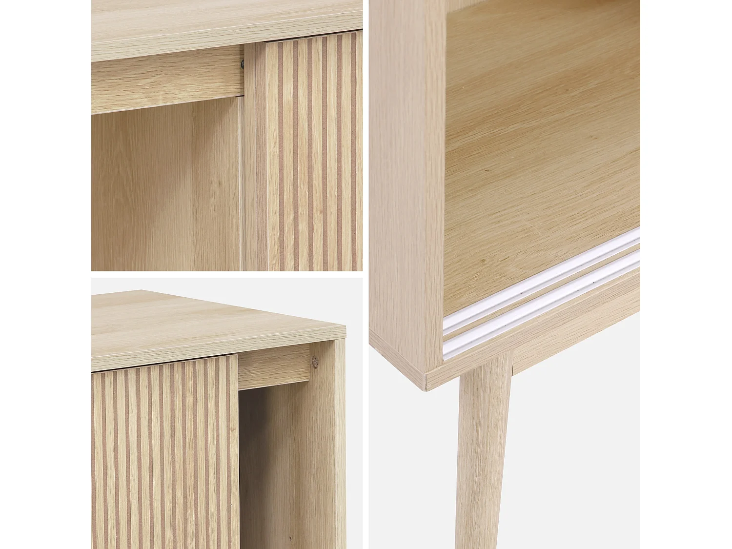 Buffet de rangement décor bois. 2 portes coulissantes. buffet haut. vaisselier. L 115 x l 39.5 x H 90cm - Linear