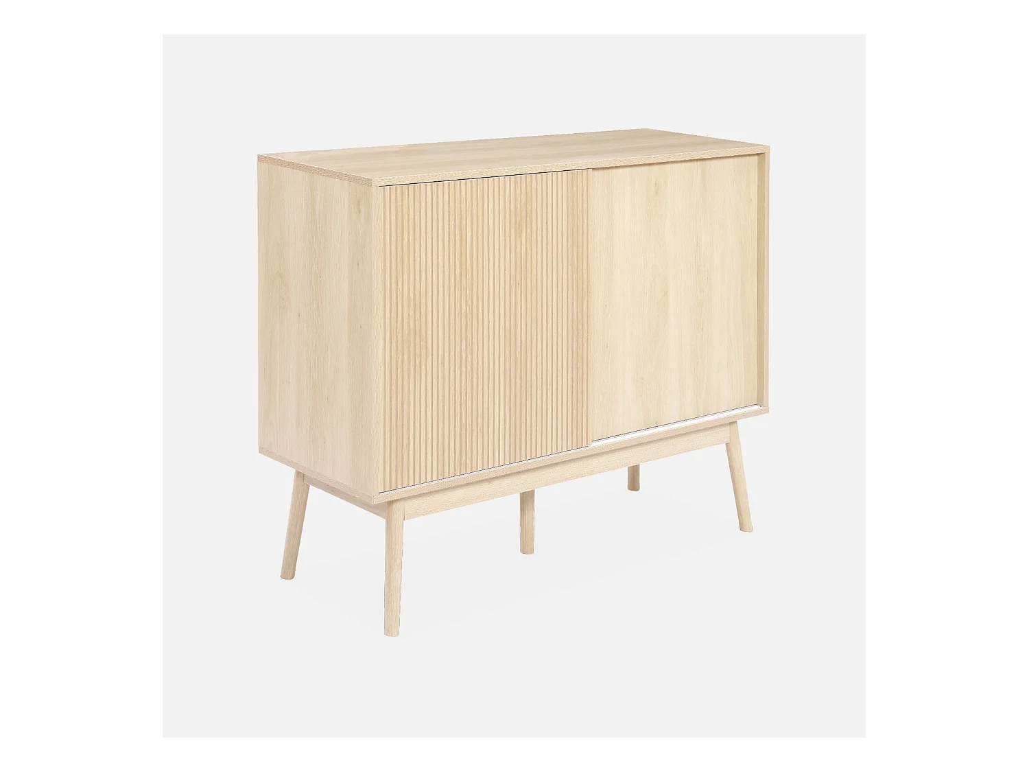 Buffet de rangement décor bois. 2 portes coulissantes. buffet haut. vaisselier. L 115 x l 39.5 x H 90cm - Linear