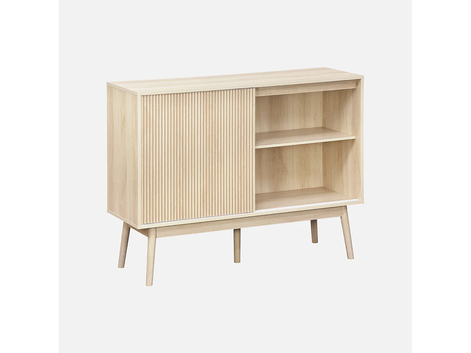 Buffet de rangement décor bois. 2 portes coulissantes. buffet haut. vaisselier. L 115 x l 39.5 x H 90cm - Linear