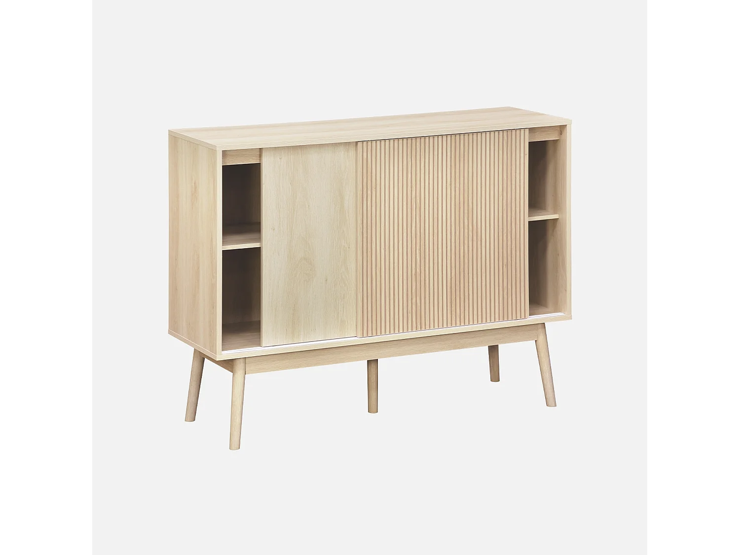 Buffet de rangement décor bois. 2 portes coulissantes. buffet haut. vaisselier. L 115 x l 39.5 x H 90cm - Linear