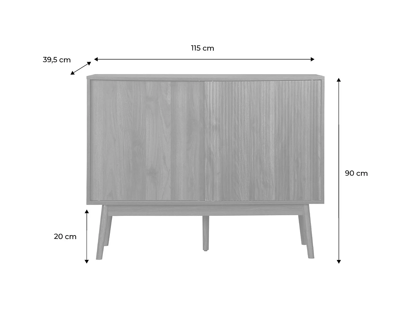 Aparador de efecto madera, 115cm madera oscura