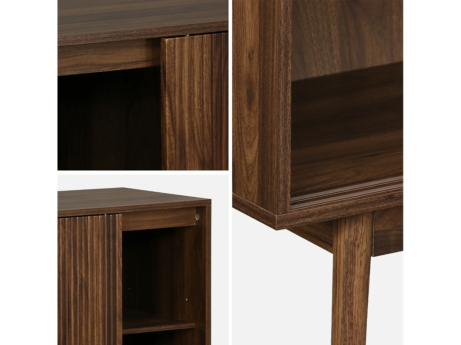 Credenza in legno, 115cm, marrone scuro naturale