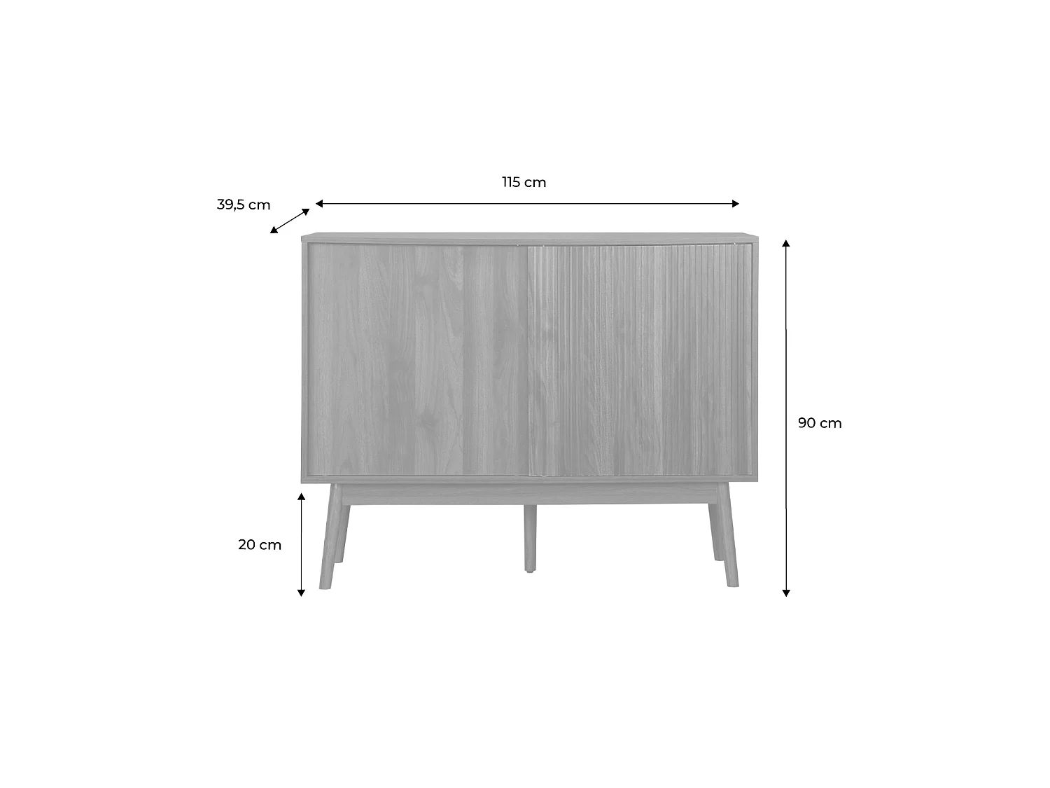 Aparador de efecto madera, 115cm madera oscura
