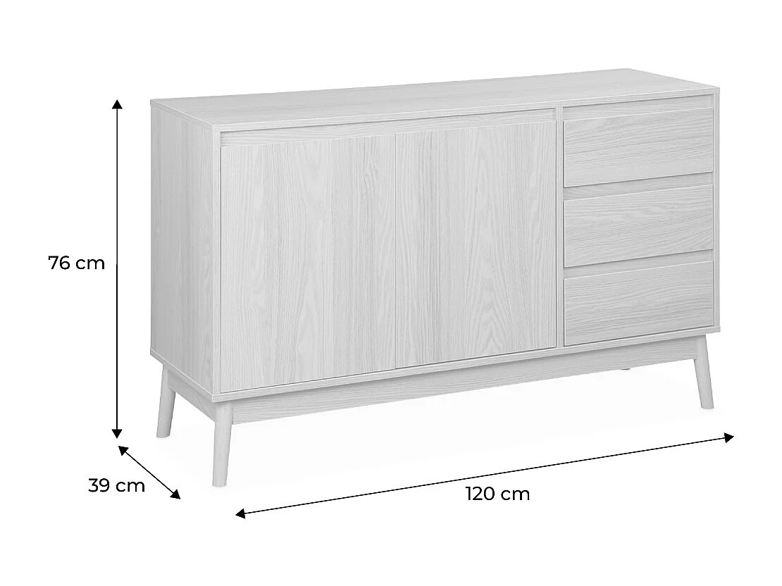 Credenza effetto legno a 2 ante, 120cm, marrone naturale