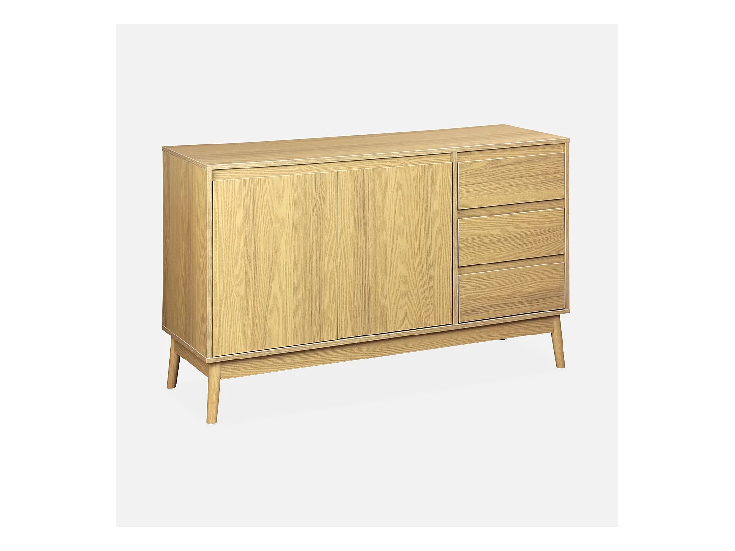 Buffet en décor bois 2 portes et 3 tiroirs. buffet bas. L 120 x l 39 H 76cm - Dune