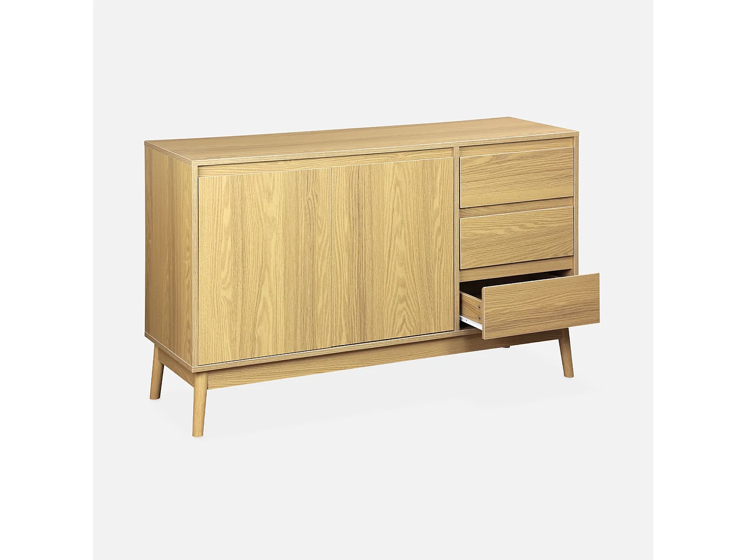 Aparador de efecto madera con 2 puertas, 120cm natural