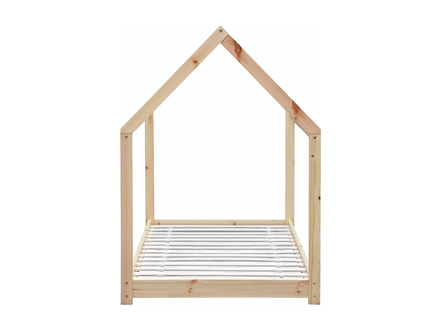 Lit cabane Montessori. bois massif en pin naturel - Tobias - sommier inclus. 90 x 190 cm