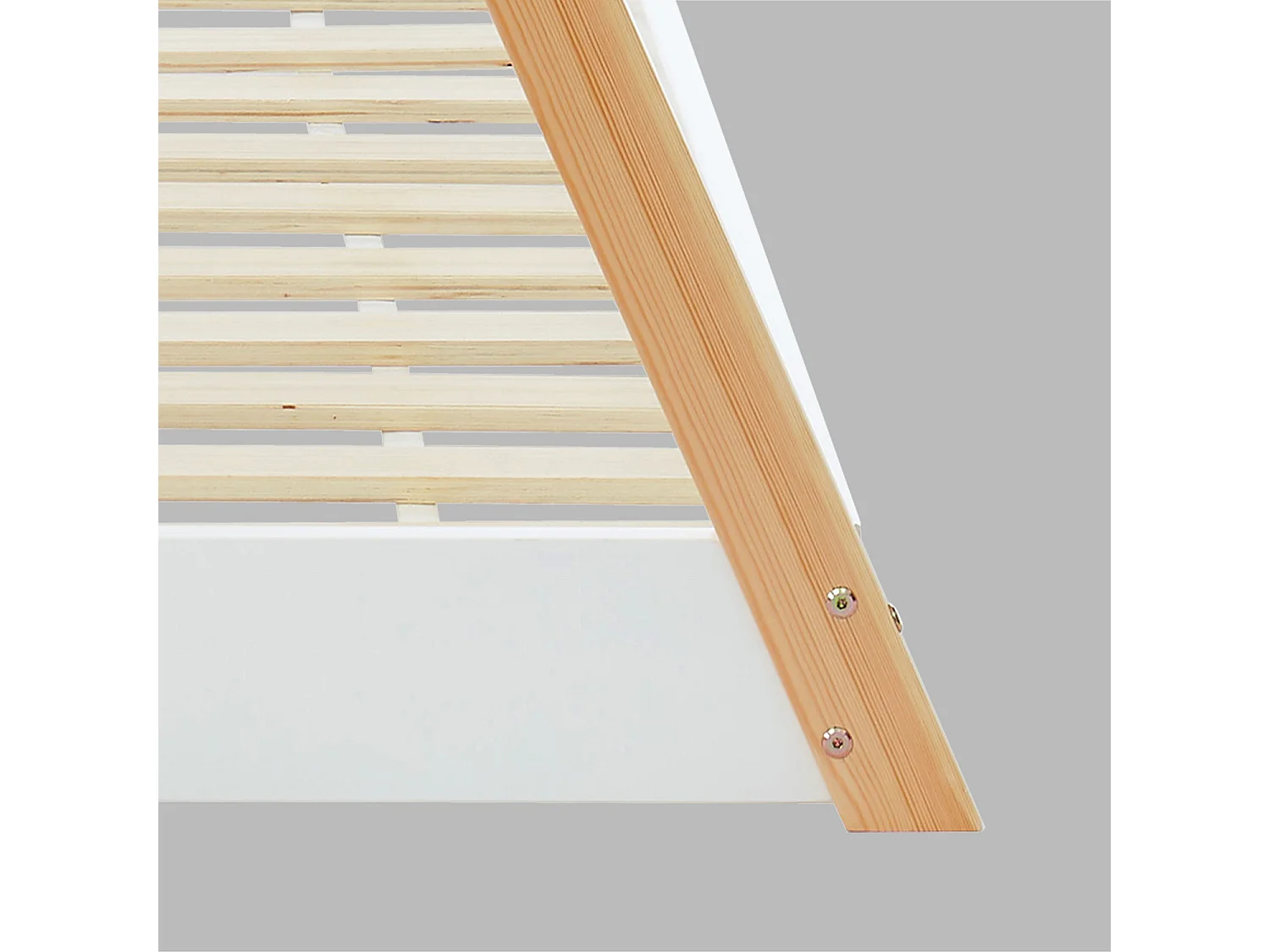 Letto tenda per bambini 190cm pino naturale, base inclusa, bianco