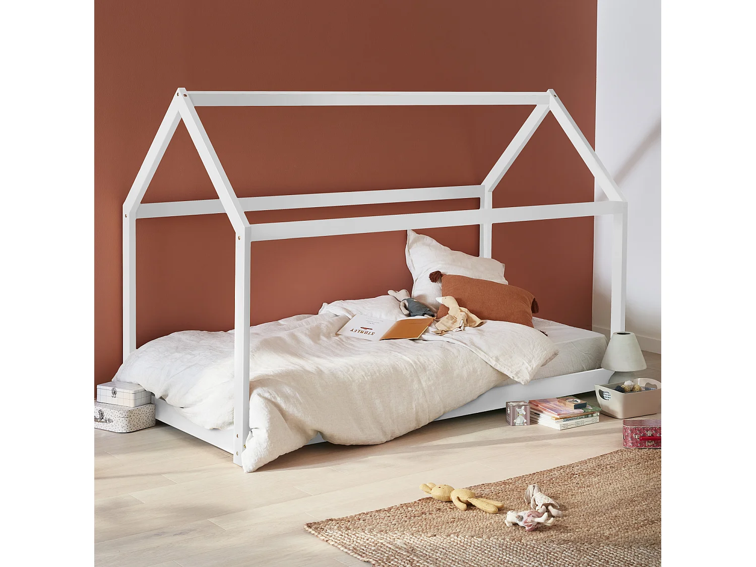 Cama infantil de pino natural, 90x190cm blanco