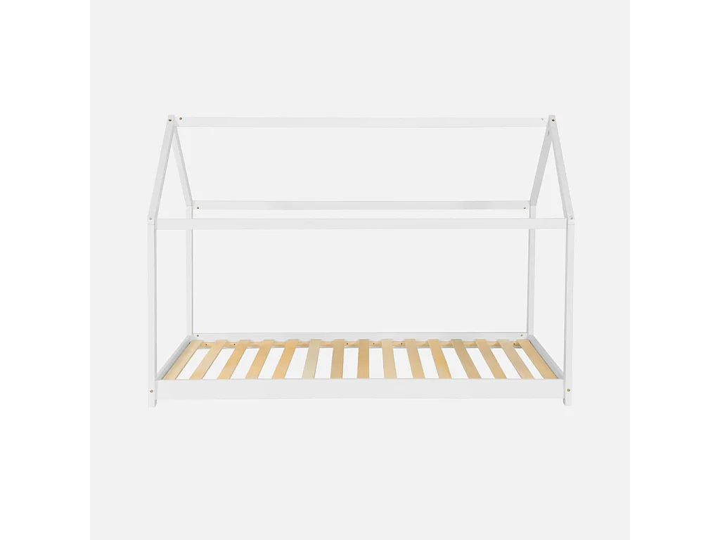 Letto a capanna per bambini in pino, compresa la rete a doghe, bianco