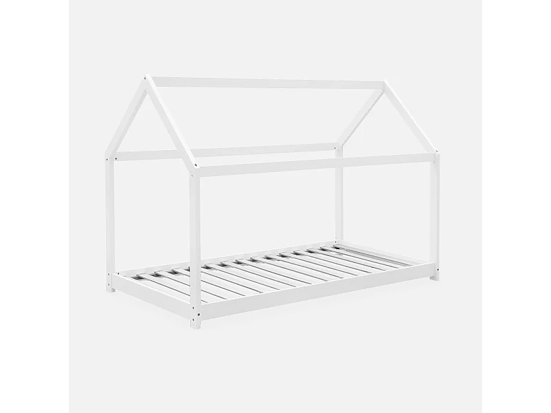 Cama infantil de pino natural, 90x190cm blanco