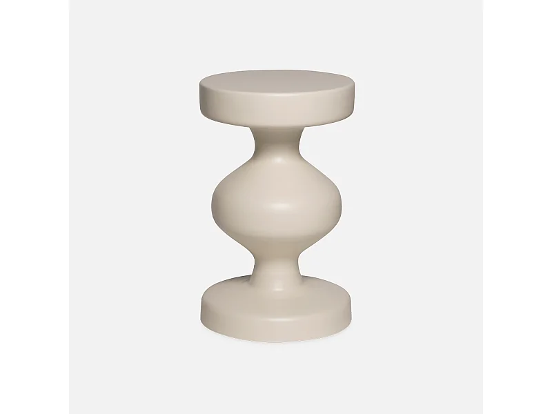 Tavolino, fine divano, comodino in metallo, crema