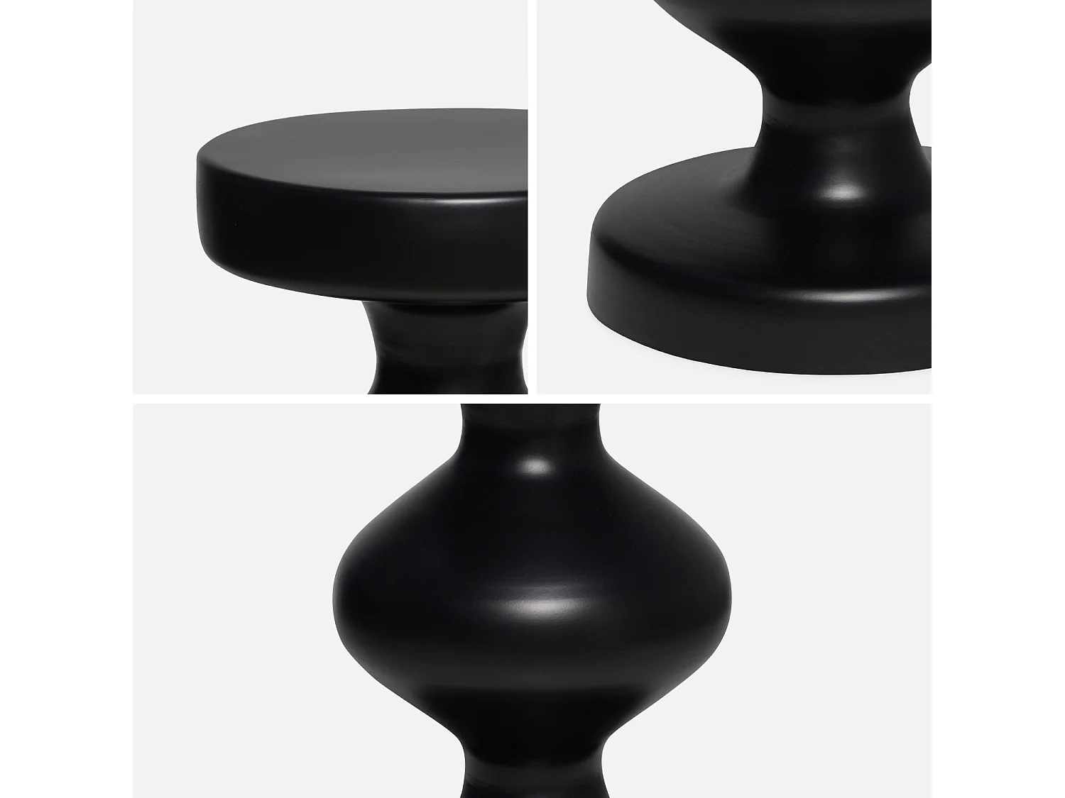 Table d'appoint. bout de canapé. table de chevet en métal. noir. Hawa Ø29.5 x H 48.5cm