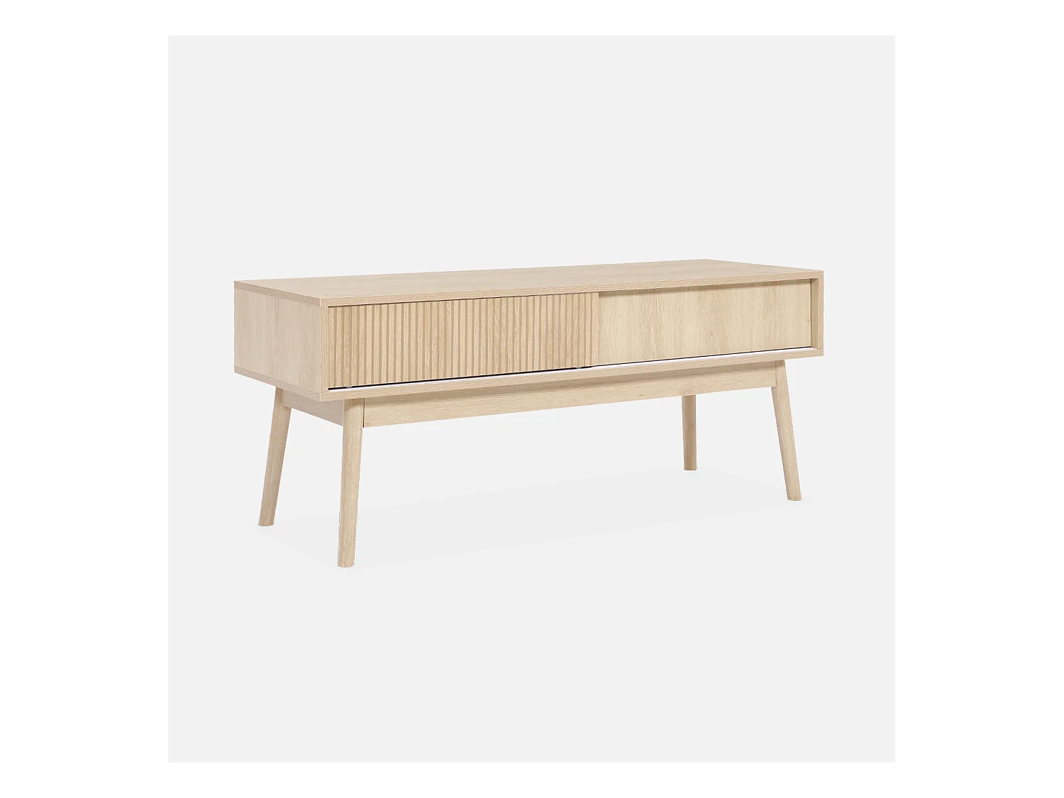 Meuble TV décor bois. 2 portes coulissantes L 115 x l 40 x H 48cm - Linear