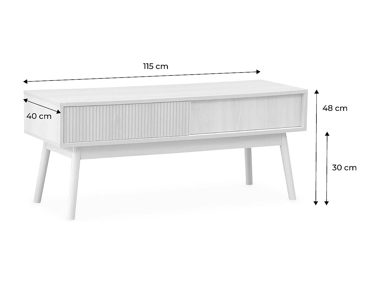 Meuble TV décor bois. 2 portes coulissantes L 115 x l 40 x H 48cm - Linear
