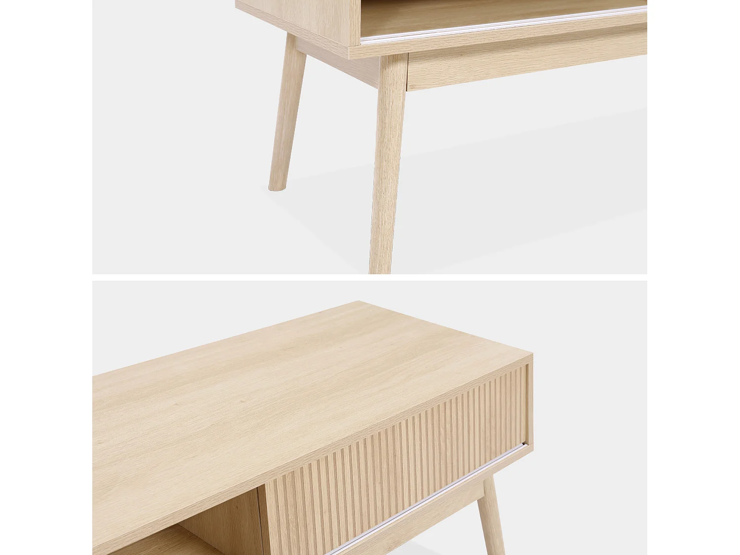 Meuble TV décor bois. 2 portes coulissantes L 115 x l 40 x H 48cm - Linear