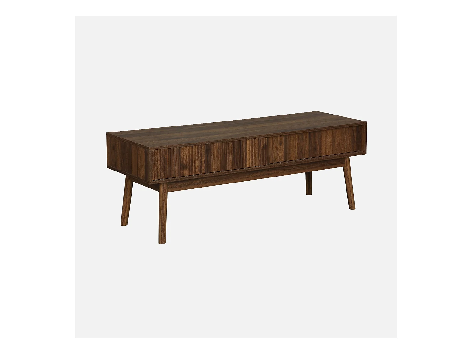 Meuble TV décor bois de noyer. 2 portes coulissantes L 115 x l 40 x H 48cm - Linear