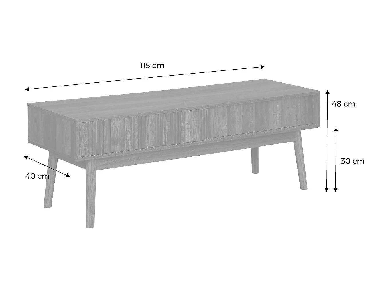 Meuble TV décor bois de noyer. 2 portes coulissantes L 115 x l 40 x H 48cm - Linear