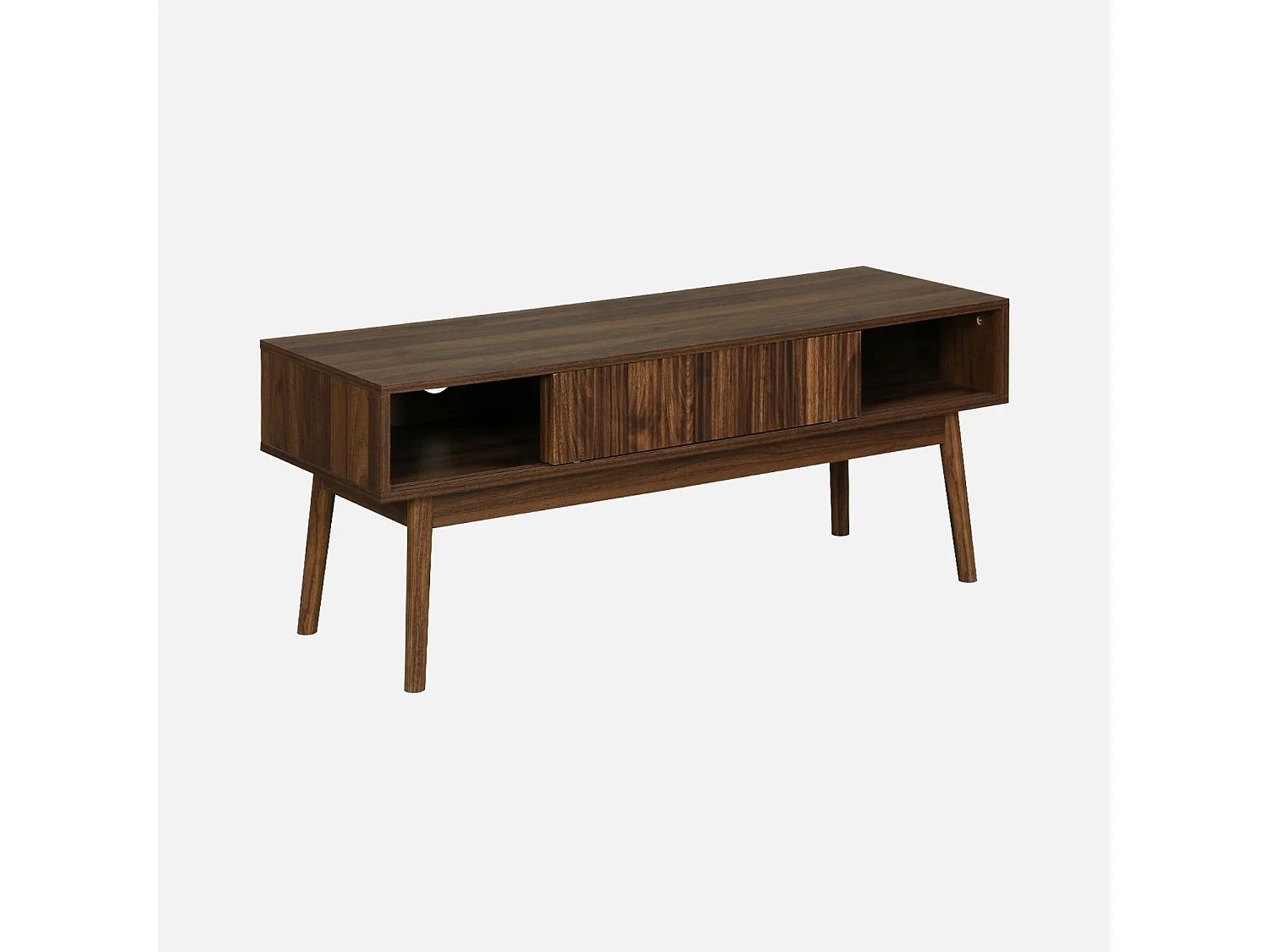 Meuble TV décor bois de noyer. 2 portes coulissantes L 115 x l 40 x H 48cm - Linear