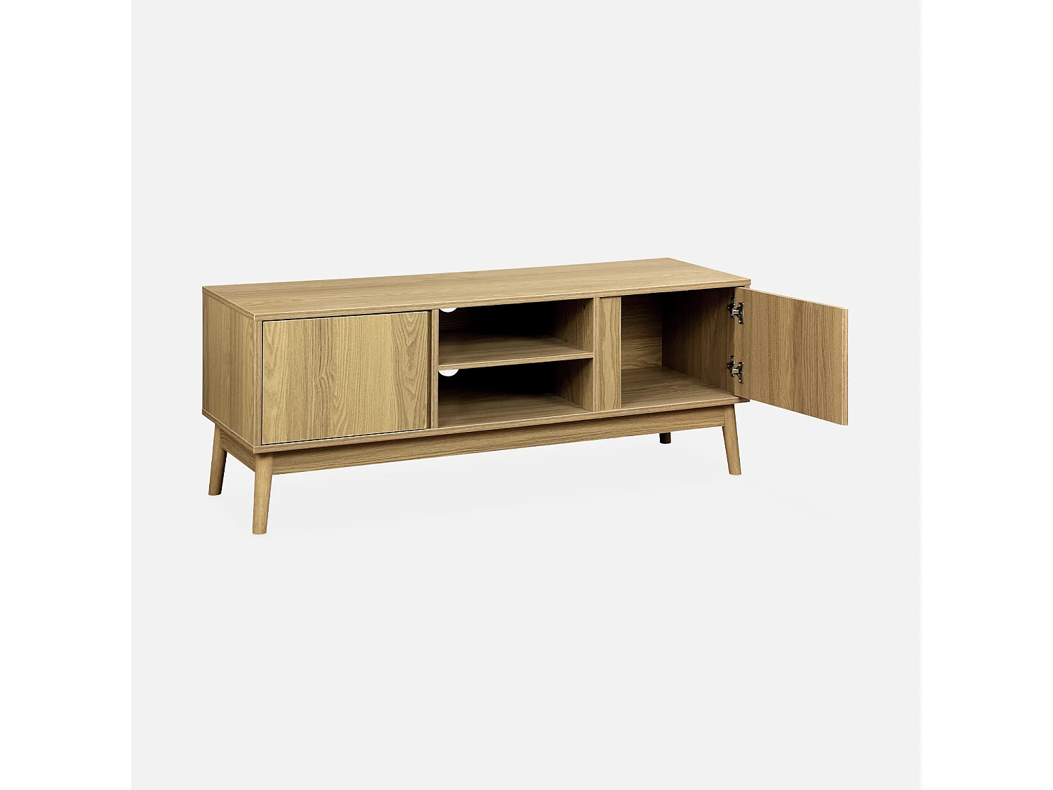 Mueble tv de efecto madera con 2 puertas, 120cm natural