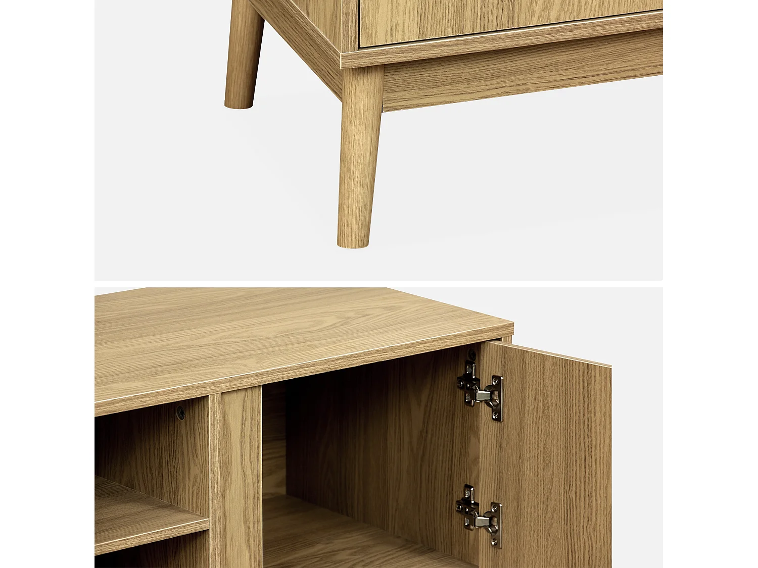 Mueble tv de efecto madera con 2 puertas, 120cm natural