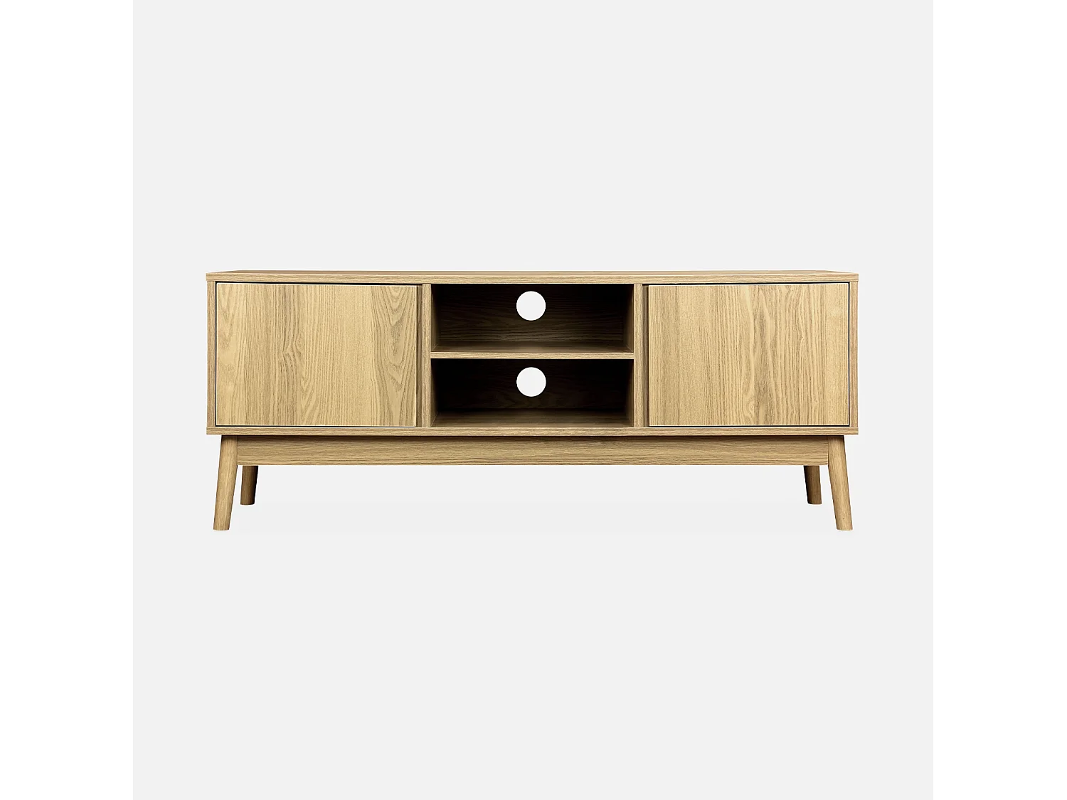 Mueble tv de efecto madera con 2 puertas, 120cm natural