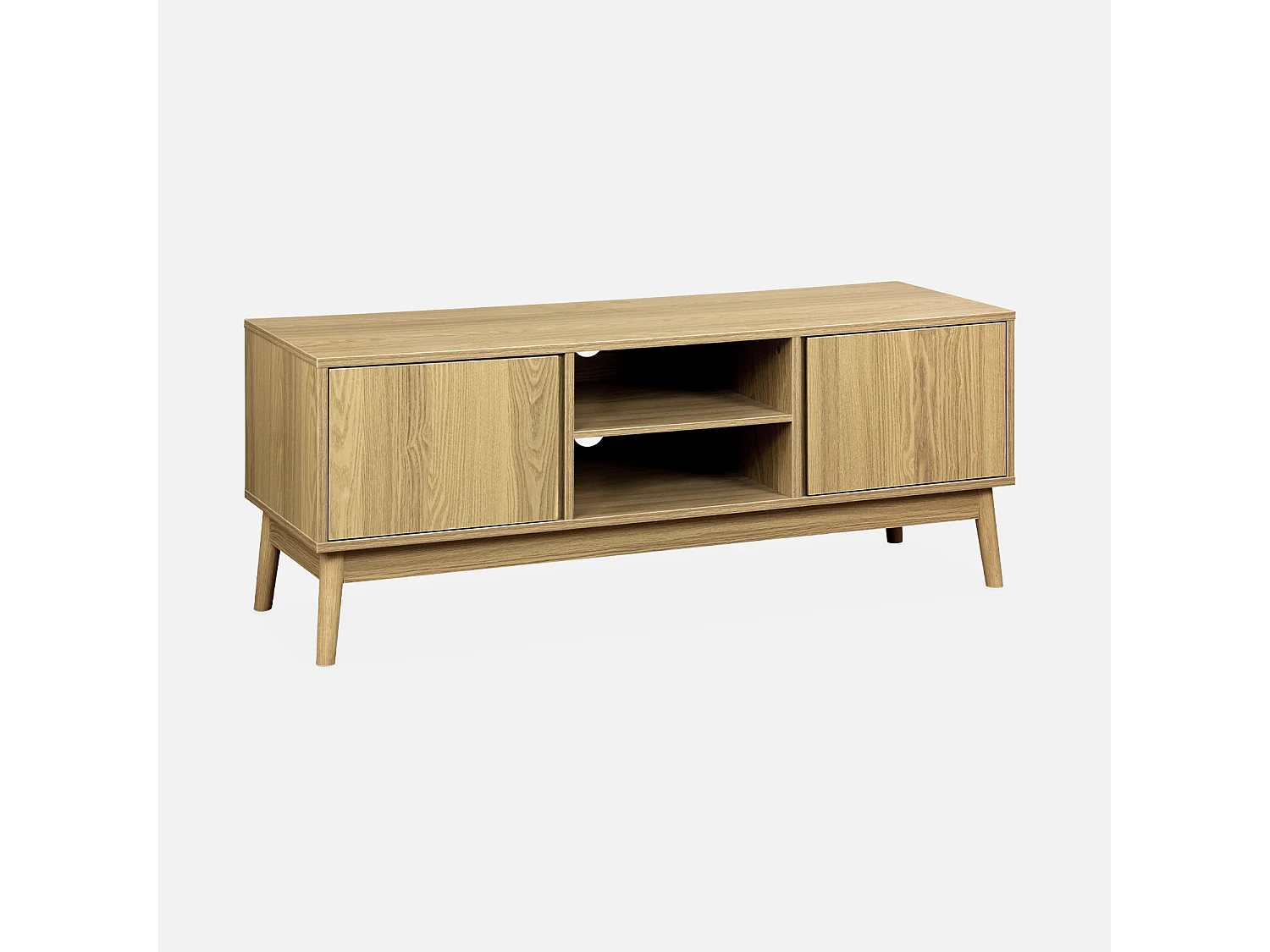 Mueble tv de efecto madera con 2 puertas, 120cm natural