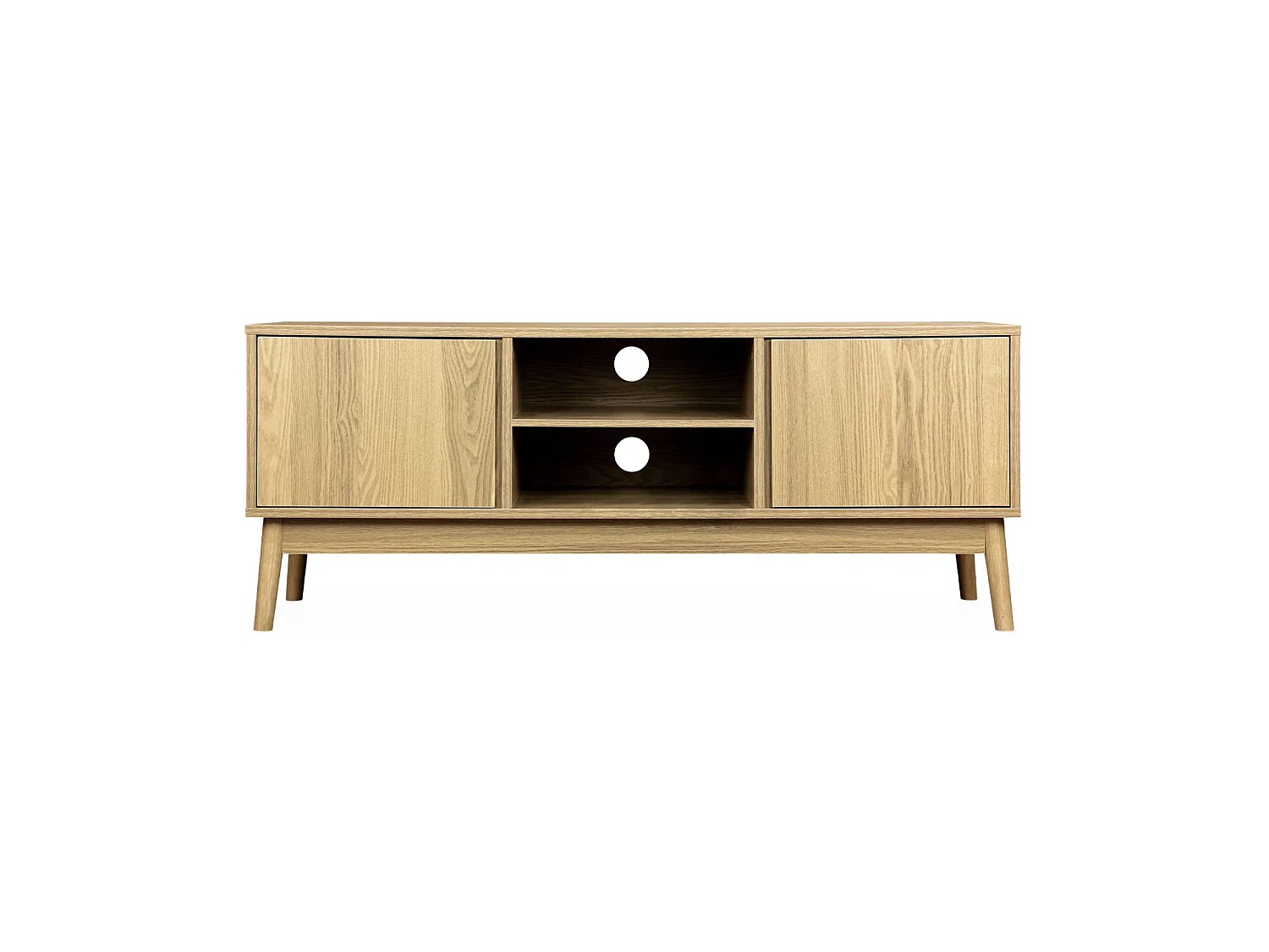 Mueble tv de efecto madera con 2 puertas, 120cm natural