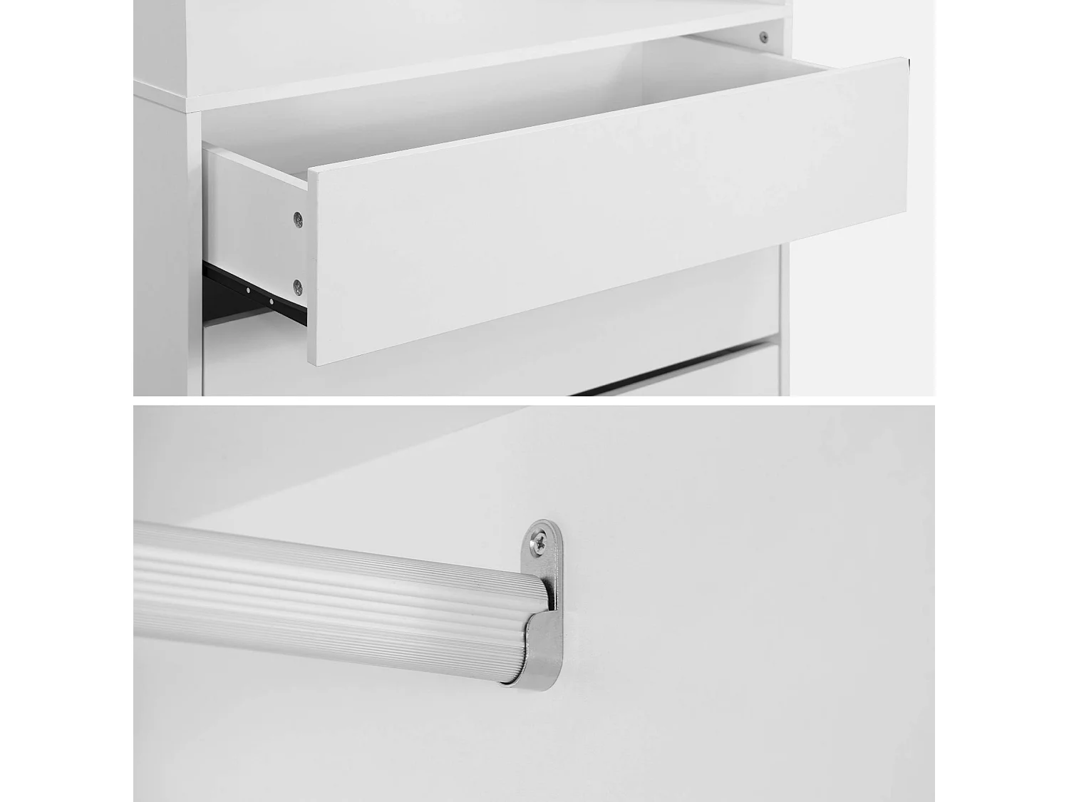 Modulo guardaroba con 4 cassetti e 1 spazio appendiabiti, bianco