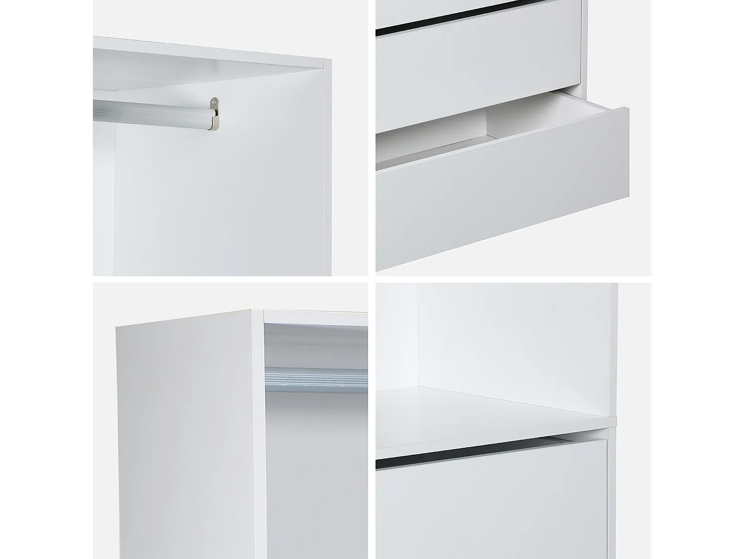 Modulo guardaroba con 4 cassetti e 1 spazio appendiabiti, bianco