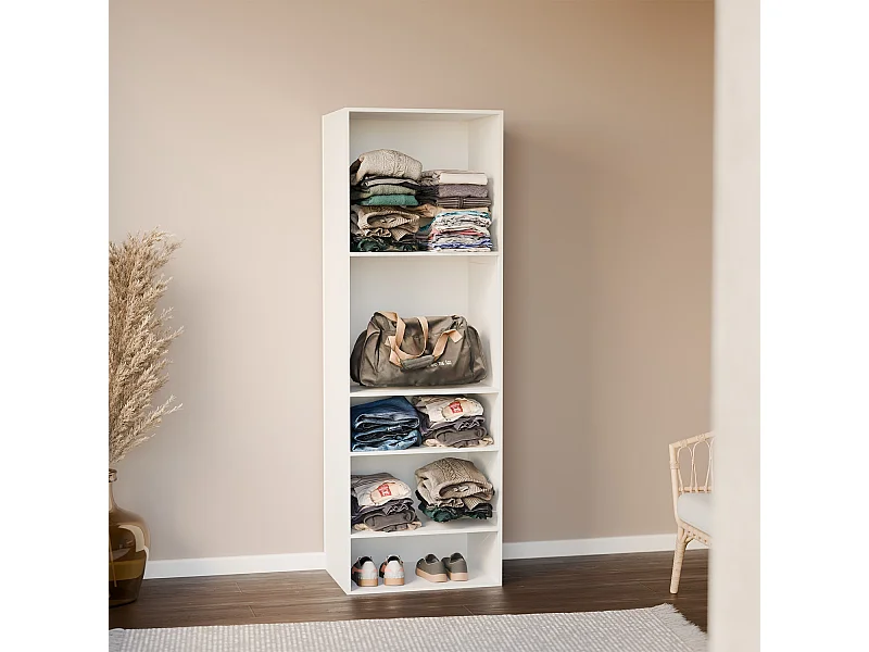 Module dressing avec 5 étagères. blanc. panneaux stratifiés