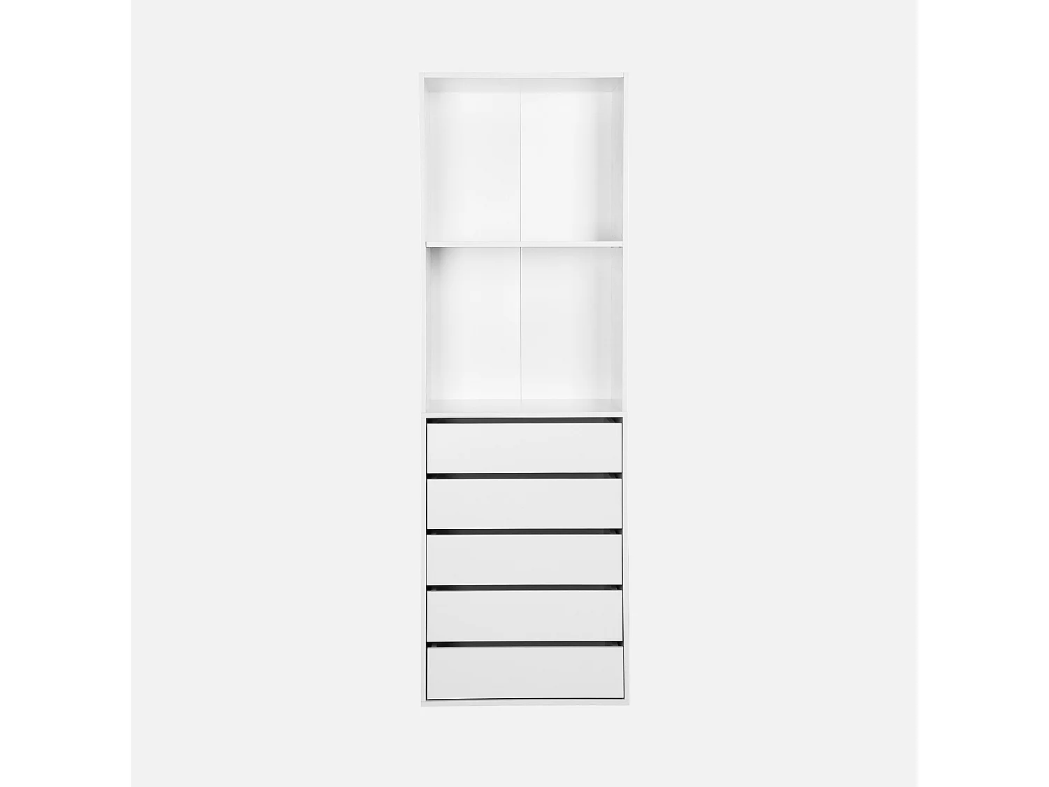 Module dressing avec 5 tiroirs et 2 étagères. blanc.  panneaux stratifiés