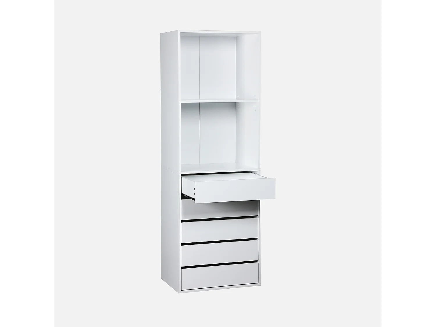Module dressing avec 5 tiroirs et 2 étagères. blanc.  panneaux stratifiés