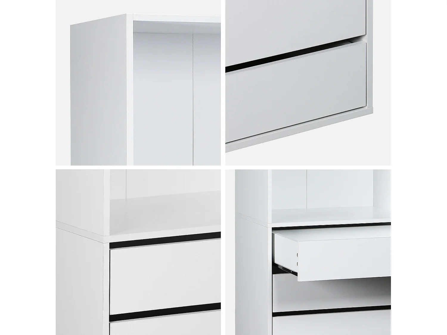 Module dressing avec 5 tiroirs et 2 étagères. blanc.  panneaux stratifiés