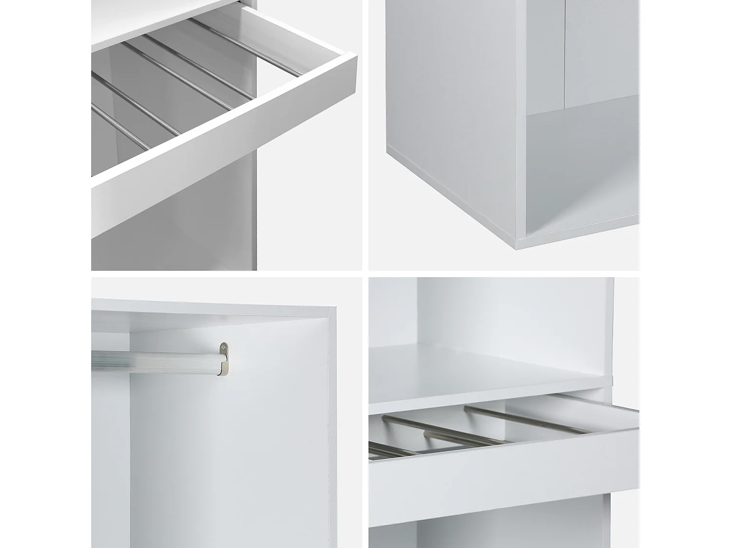 Modulo guardaroba con appendiabiti e portapantaloni, bianco