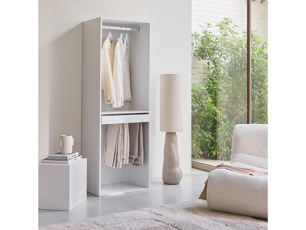 Modulo guardaroba con appendiabiti e portapantaloni, bianco
