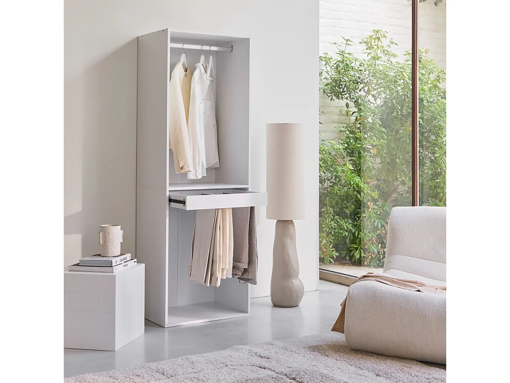 Modulo guardaroba con appendiabiti e portapantaloni, bianco