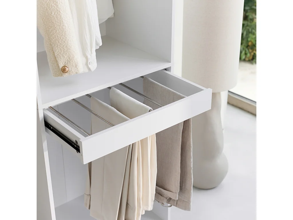 Modulo guardaroba con appendiabiti e portapantaloni, bianco