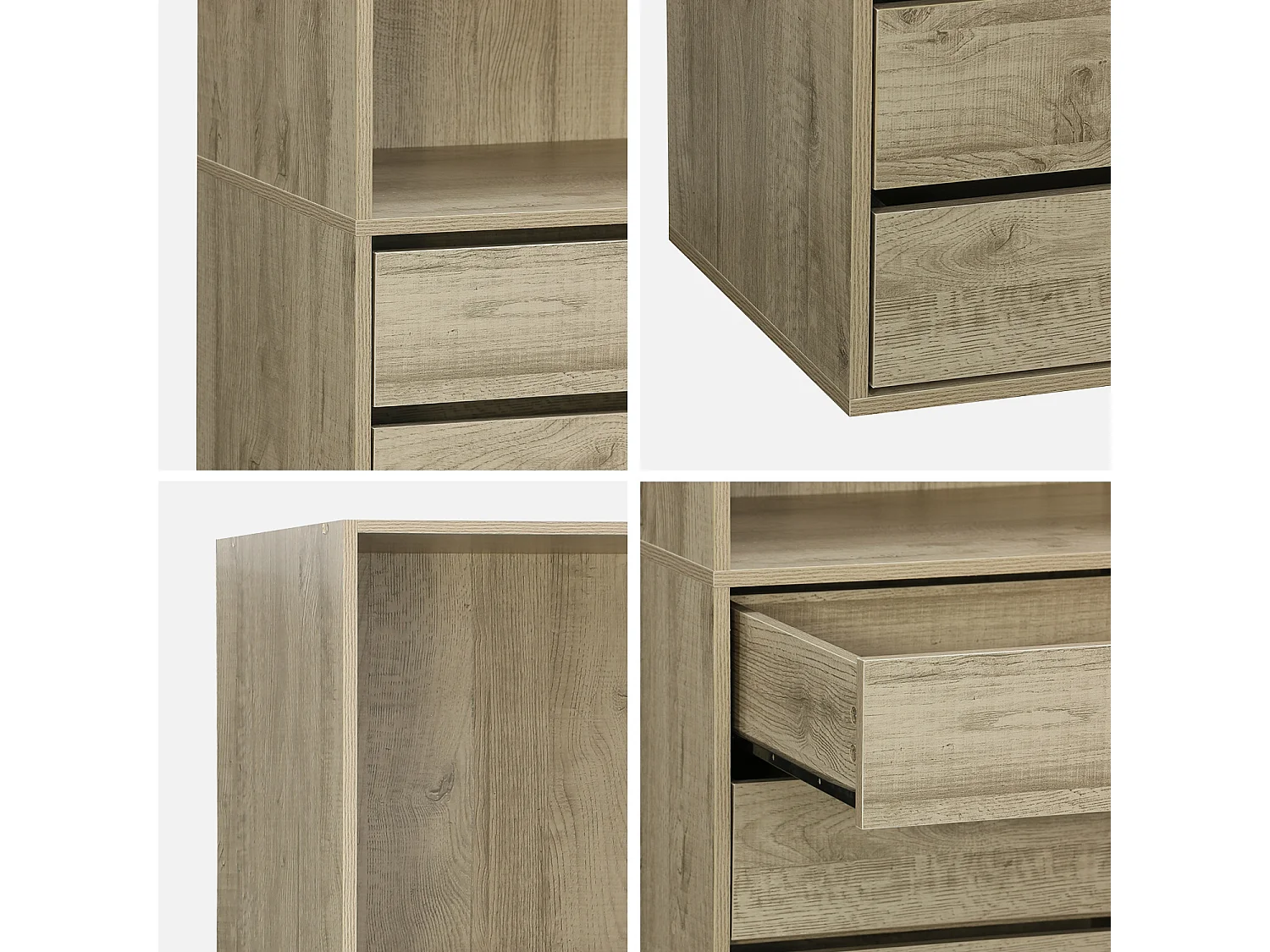 Modulo armadio con 5 cassetti e 2 ripiani, marrone naturale