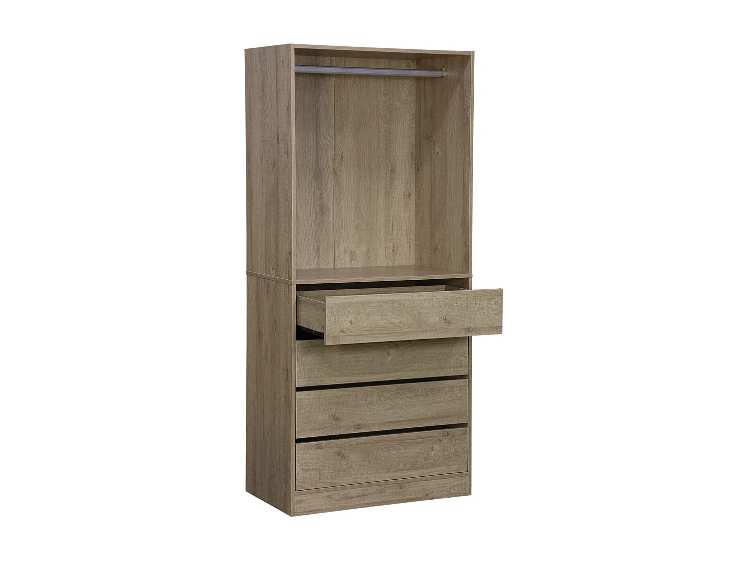 Modulo guardaroba con 4 cassetti e 1 spazio per appendersi, marrone