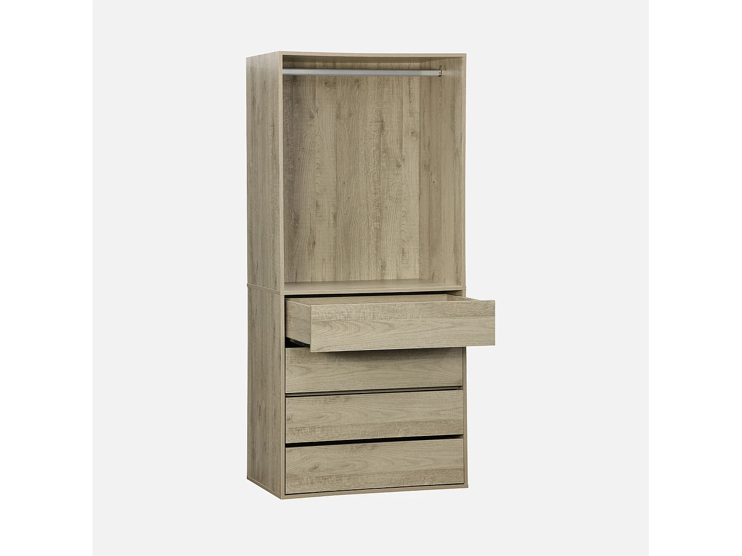 Modulo guardaroba con 4 cassetti e 1 spazio appendiabiti, marrone