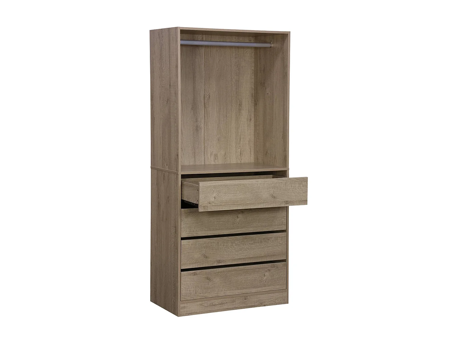 Modulo guardaroba con 4 cassetti e 1 spazio appendiabiti, marrone